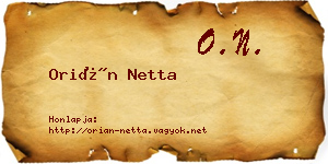 Orián Netta névjegykártya